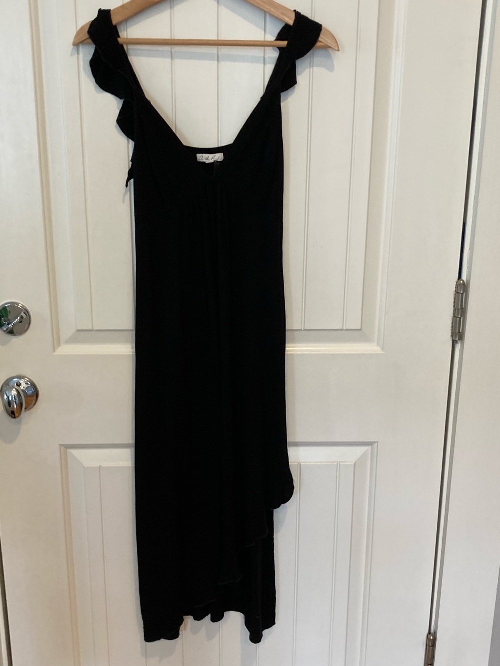 Anthropology On the Road  Black Asymmetrical Ruffle Midi Dress.  Worn twice.